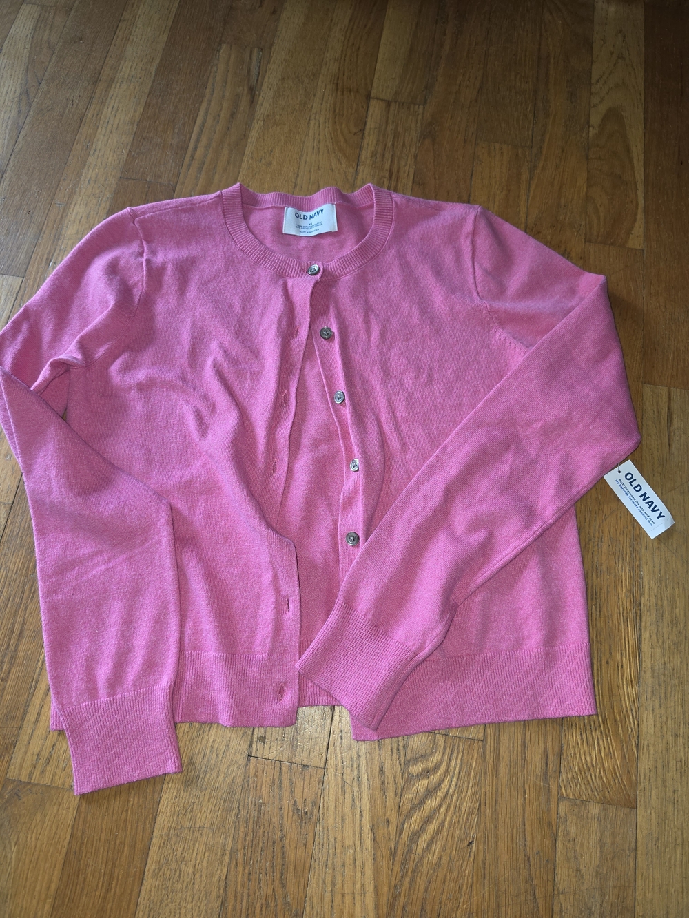 Old Navy Hot Pink Crewneck Button-Up Cardigan